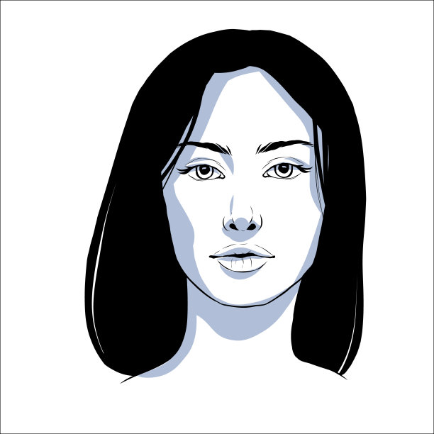 矢量肖像的美丽女子在黑色和白色。温柔的剪影，时尚的插画图片下载