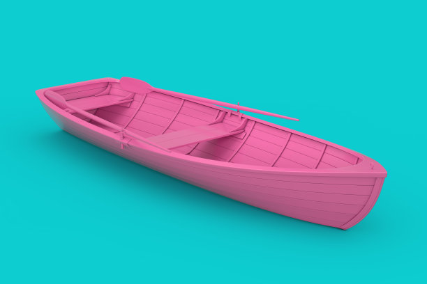 宾克旧钓鱼木船在多色调风格。3d渲染图片下载