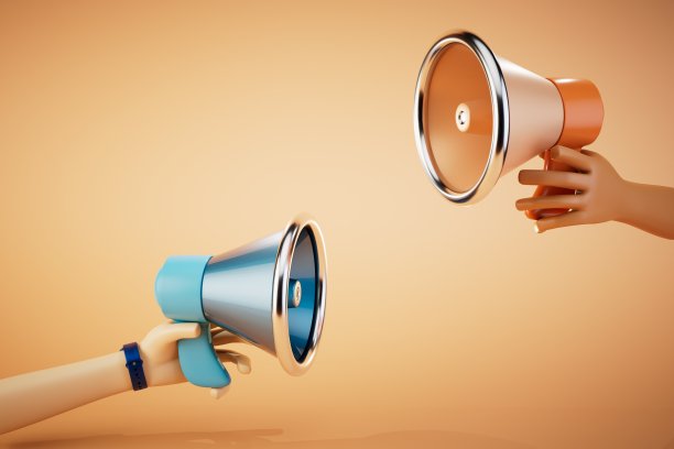 宣传的概念。扬声器在柔和的背景。三维渲染图片下载