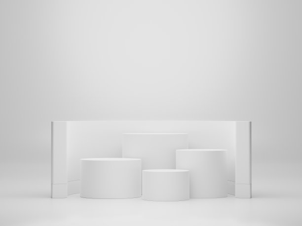 最小展示平台设计的三维渲染模型和产品演示。台座舞台与粉彩场景。新潮的设计模拟和网页横幅。图片下载