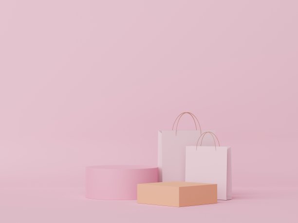 最小展示平台设计的三维渲染模型和产品演示。台座舞台与粉彩场景。新潮的设计模拟和网页横幅。图片下载