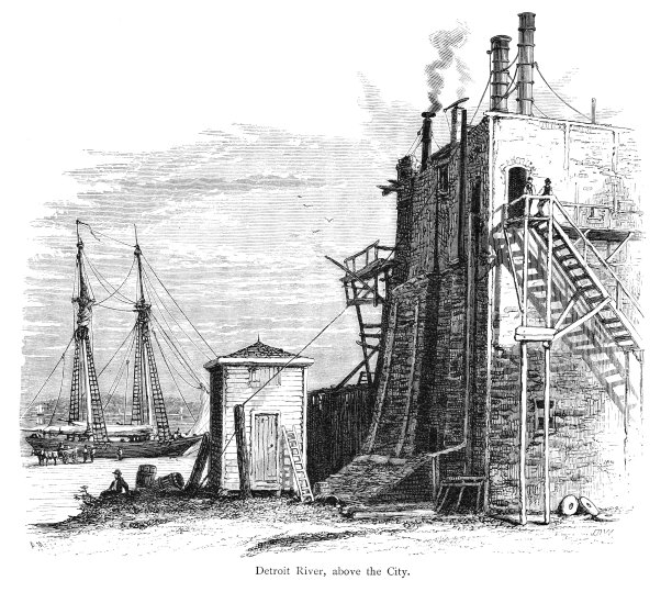 底特律河，北视图，底特律，密歇根州，美国，地理图片下载