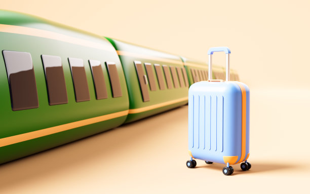 黄色背景的卡通高速列车和干线，3d渲染。图片下载