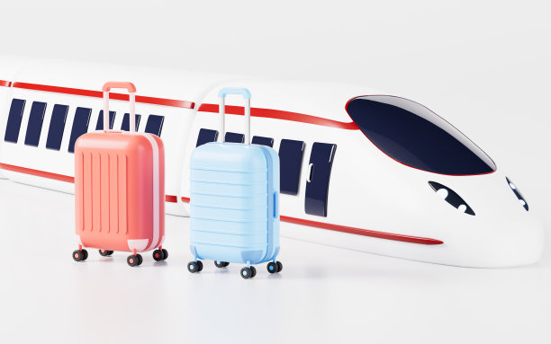 白色背景的卡通高速列车和干线，3d渲染。图片下载