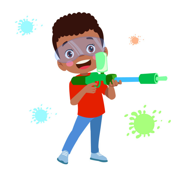 可爱的男孩玩玩具枪图片下载