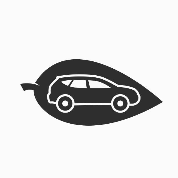 汽车在叶子标志。零排放车辆，环保环保交通图片下载