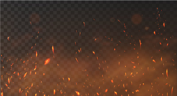 现实的火焰火花背景上的透明背景图片下载