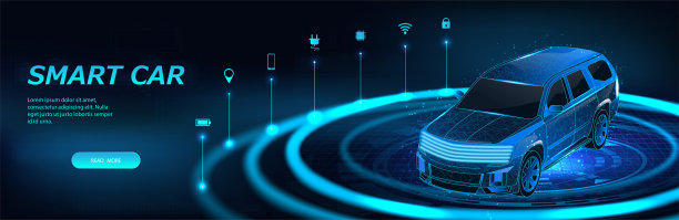 等距智能3d交叉。汽车横幅图片下载