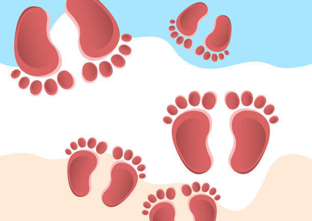 婴儿脚印，创意抽象的背景为您的设计。向量图片下载