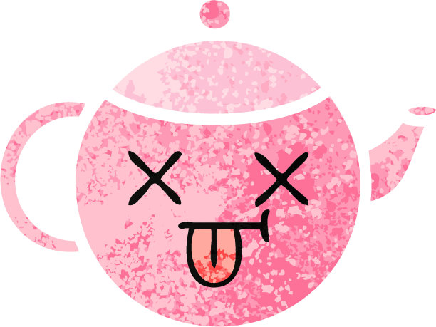 复古插画风格的卡通茶壶图片下载