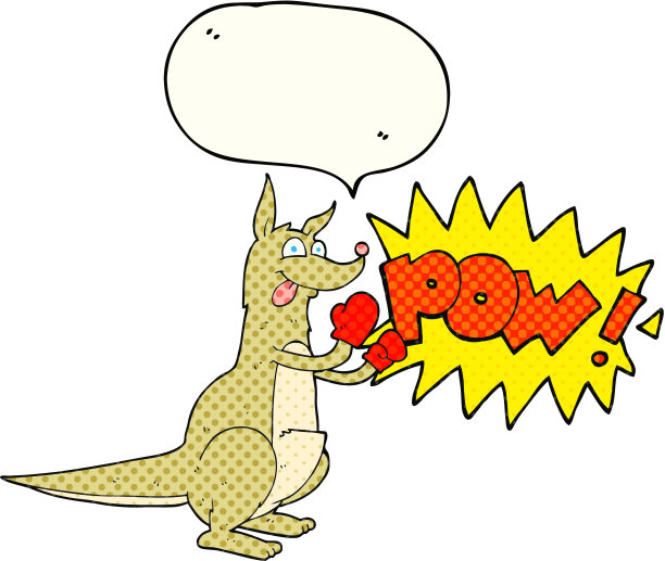 手绘漫画书演讲泡泡卡通拳击袋鼠图片下载