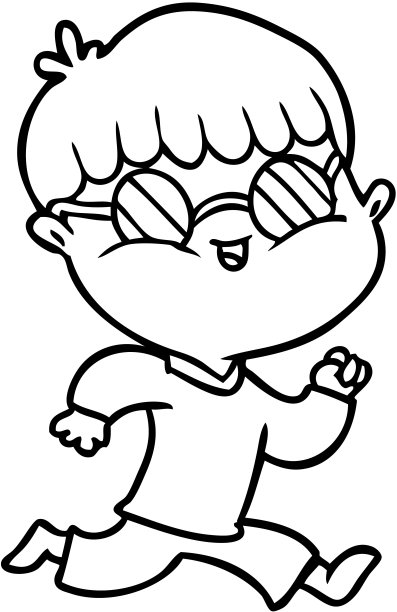 卡通男孩戴着太阳镜奔跑图片下载