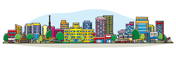 插图的城市景观与建筑。手绘的风格。图片下载