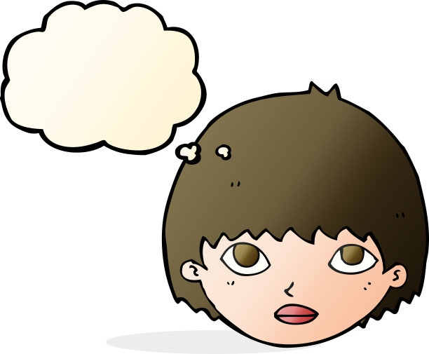 卡通女孩盯着思想泡泡图片下载