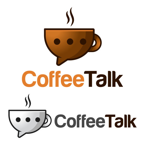 现代平面设计简单的极简主义谈话聊天咖啡图标设计模板矢量与现代插图图片下载