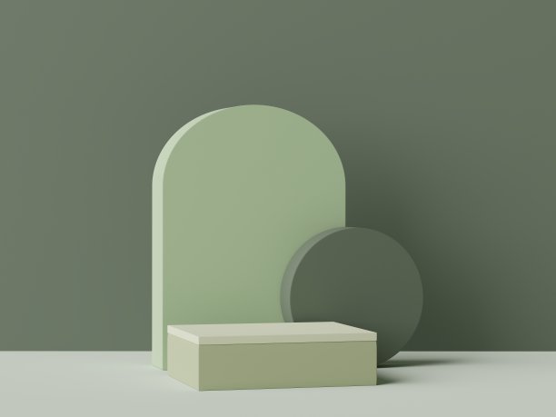 最小展示平台设计的三维渲染模型和产品演示。台座舞台与粉彩场景。新潮的设计模拟和网页横幅。图片下载