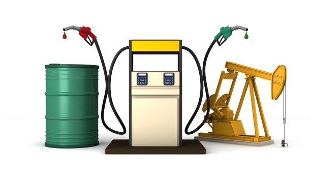 汽油泵站燃料隔离在白色背景上。三维渲染图片下载