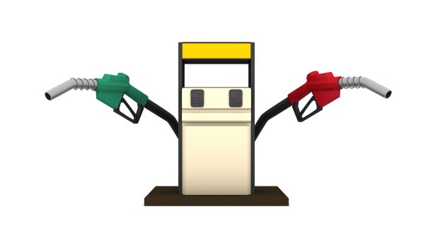 汽油泵站燃料隔离在白色背景上。三维渲染图片下载