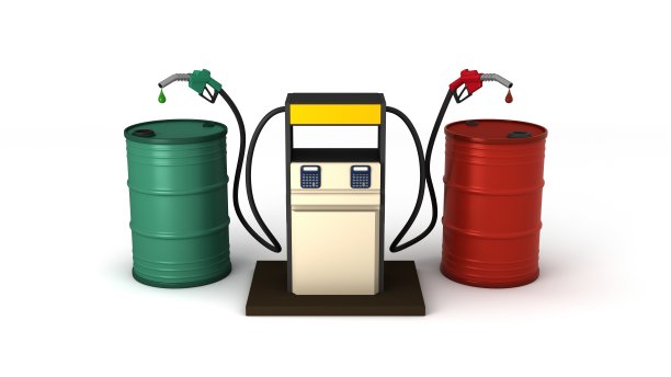 汽油泵站燃料隔离在白色背景上。三维渲染图片下载