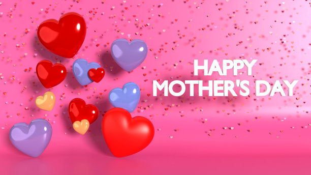在粉色背景上用五彩纸屑庆祝Mpother的日子图片下载