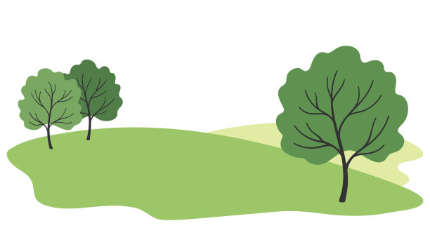 背景是树木和绿色的田野图片下载