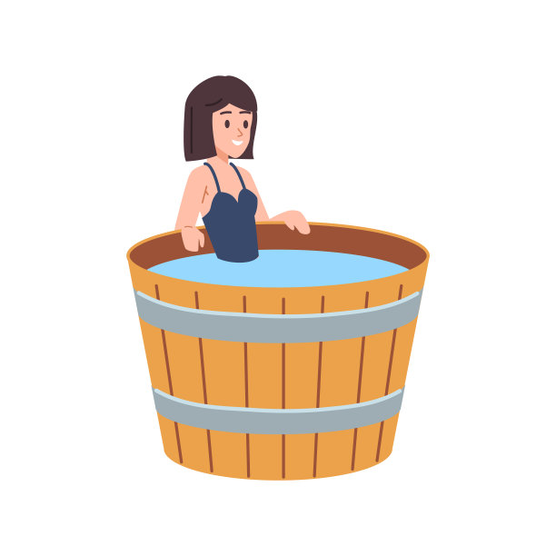 快乐的女人放松在木制字体平面风格，矢量插图图片下载