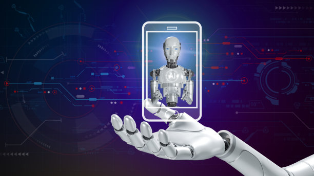 机器人手显示AI图标提供访问信息，数字聊天机器人概念。人工智能、机器学习概念、大数据、云计算、计算机网络和创新技术图片下载