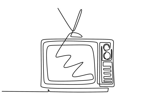 一个连续的单线老式电视图片下载