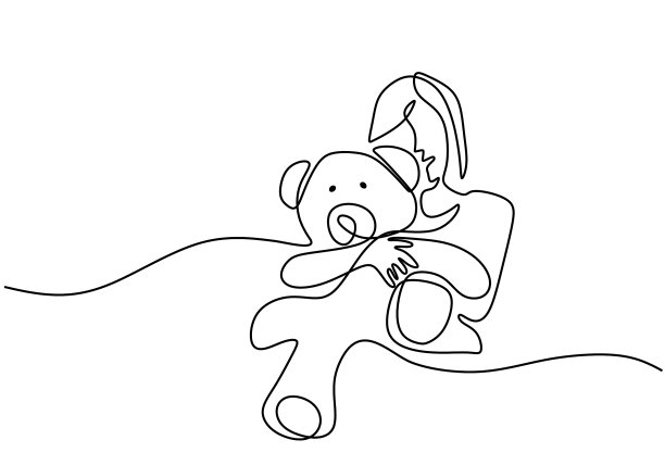 一个连续的单线小女孩抱大了图片下载