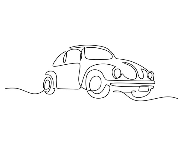 一个单一的连续线的迷你旧车图片下载