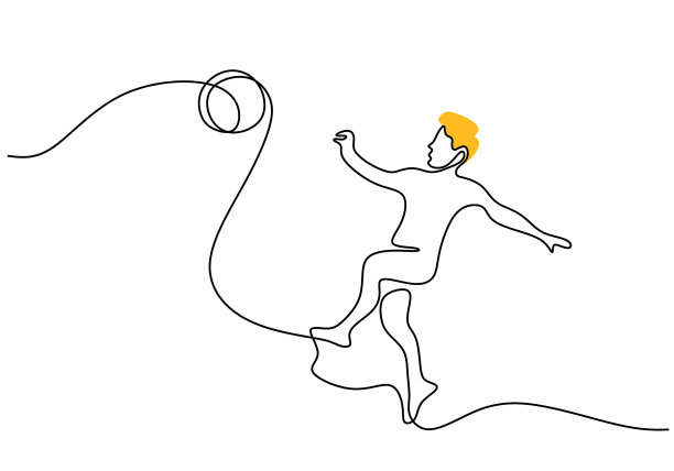 一个连续的单行男孩骑自行车图片下载