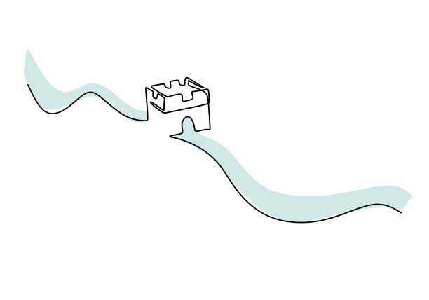 一条连续的单线古建筑图片下载