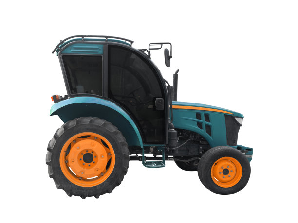 拖拉机被隔离在白色背景上。绿色现代拖拉机。带隔离铲斗的道路工程用工业街道拖拉机图片下载