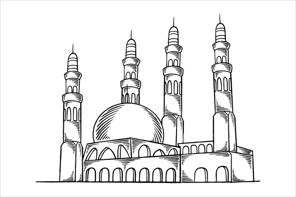 手绘或素描大清真寺作为伊斯兰教图片下载