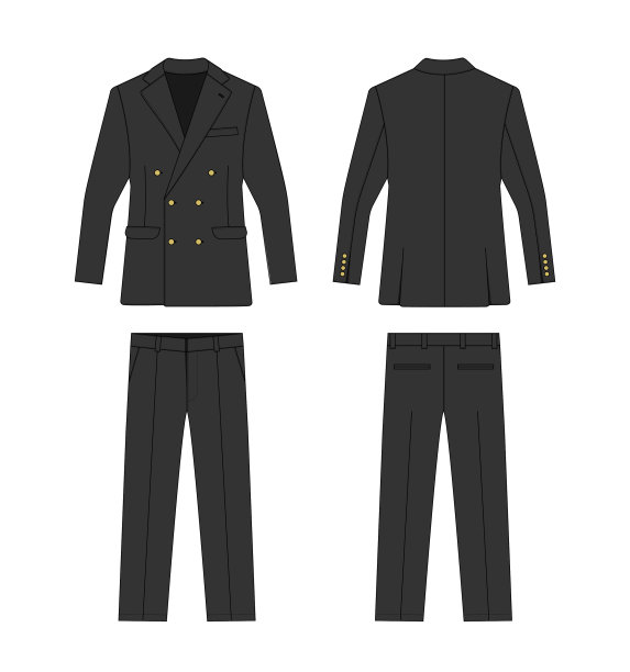 2件套双排扣模板黑色图片下载