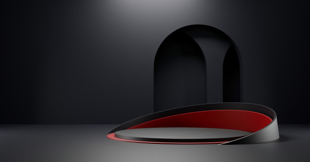 空旷抽象的工业混凝土内部。混凝土地板和黑暗的房间。三维演示图片下载