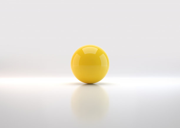 带阴影的黄色球体。球。3D渲染图片下载