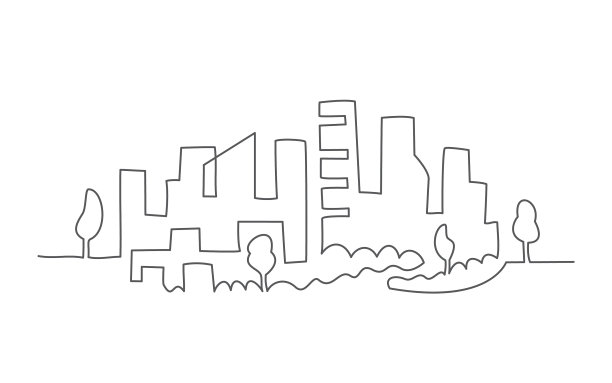 白色背景上的城市景观线条图片下载