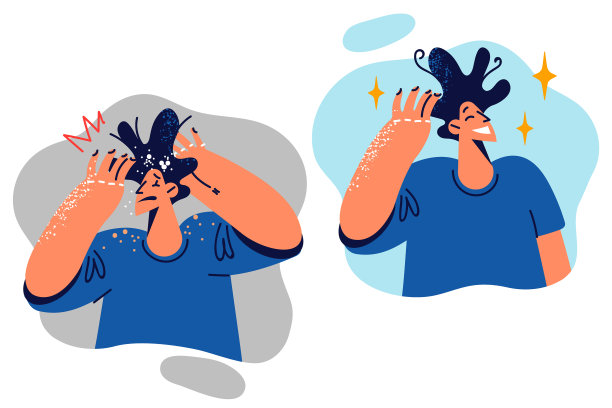 头发上有头皮屑的男子高兴图片下载