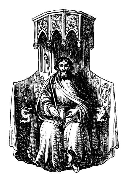 Owain ap Gruffydd, Owain Glyndŵr or Owen Glendower -  Welsh leader, soldier and military commander (1400-1415) - Vintage engraved illustration图片下载