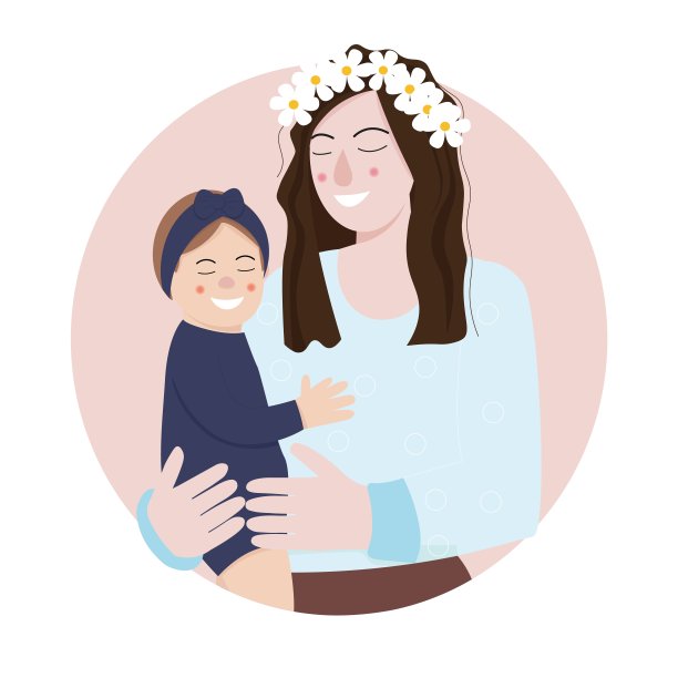 母亲节快乐矢量插画。母亲把女儿抱在怀里图片下载