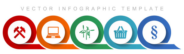 商务图标集，杂图标，如采矿，笔记本电脑，风力发电机，购物篮和法律的网页设计和移动应用程序，平面设计信息图矢量模板在eps 10图片下载