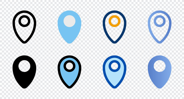 别针图标在不同的风格。销图标。不同风格的图标设置。矢量图图片下载