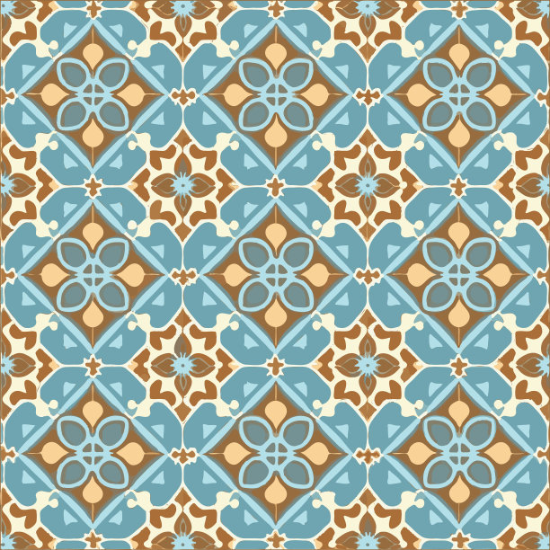 复古阿祖莱霍马赛克瓷砖，复古葡萄牙墙陶瓷无缝模式，旧蓝色瓷砖背景图片下载