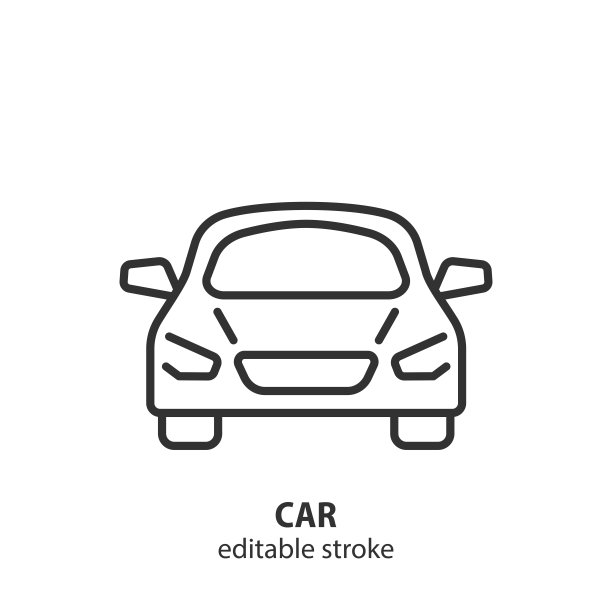 汽车线路图标。自动轮廓矢量符号。可编辑的中风。图片下载