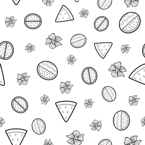 水果线条艺术西瓜图片下载