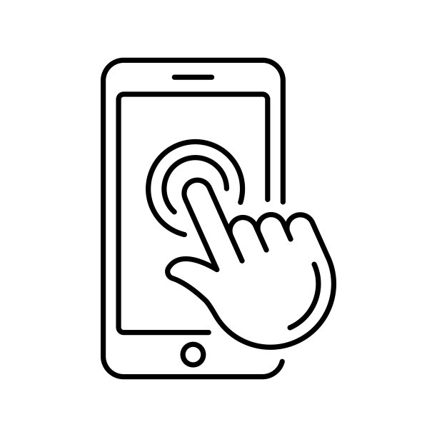 触摸移动矢量轮廓图标设计说明。移动技术符号在白色背景EPS 10文件图片下载