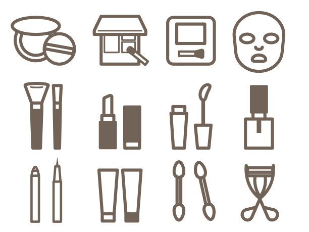 可爱的化妆品图标。图片下载