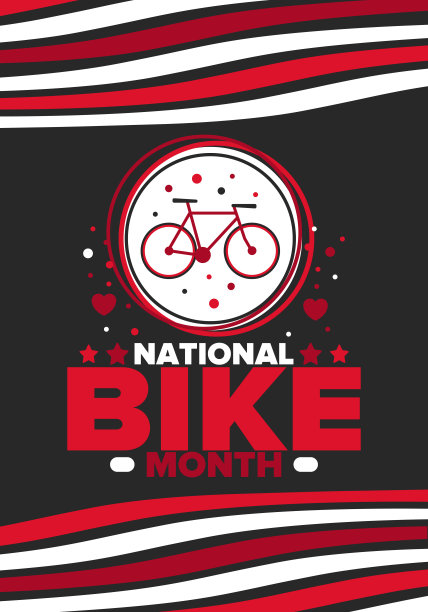 全国自行车月。在美国每年五月庆祝。自行车的概念。健康积极的生活方式。运动或爱好。海报，卡片，横幅和背景。矢量图图片下载
