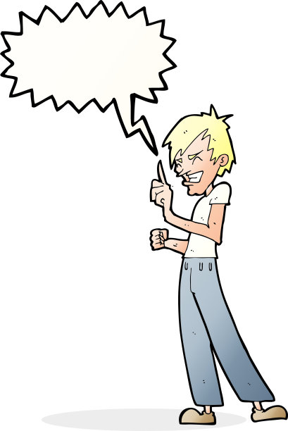 卡通愤怒男子与言语泡沫争吵图片下载